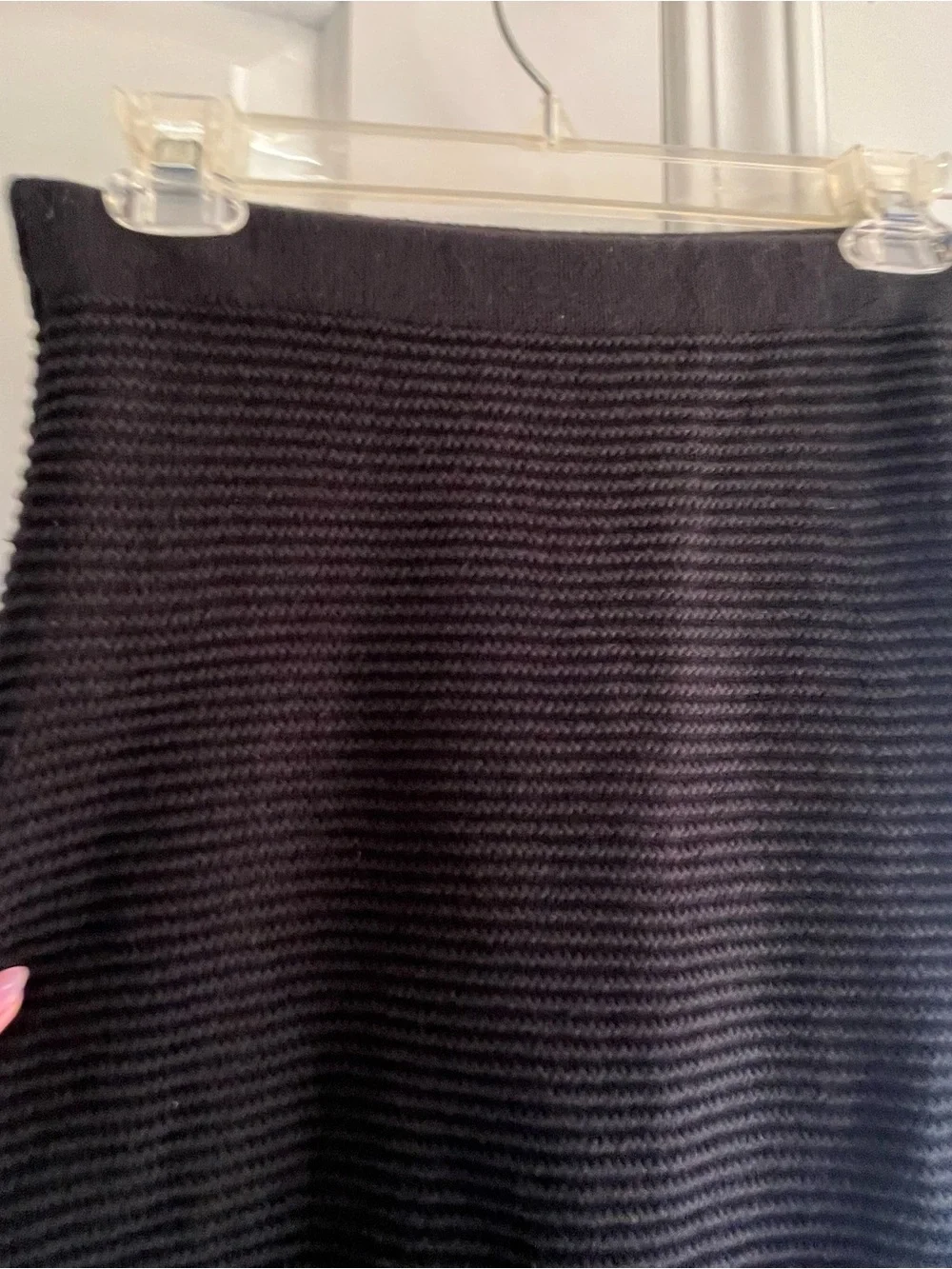 House of Harlow 1960 Black Knit & Crochet Bodycon Midi Skirt SZ XS